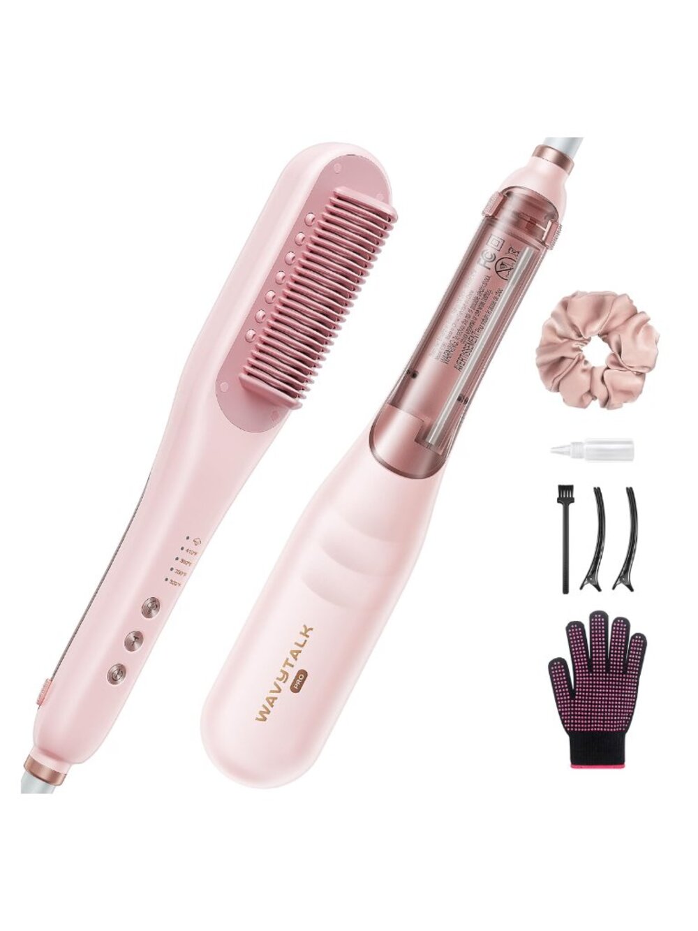 3-in-1 Steam Hair Straightener Brush Ceramic Anti-Scald 4 Temp Settings